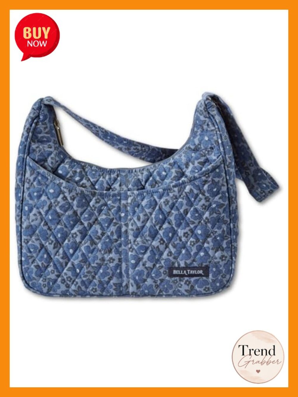 Quilted Cotton Hobo Shoulder Bag Lightweight Multi Pocket Purse